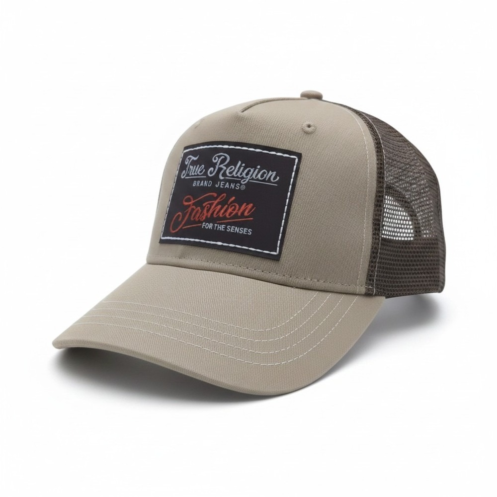 True Religion True Patch Trucker Hat Travertine Tan Brown Snapback TR4232 NEW